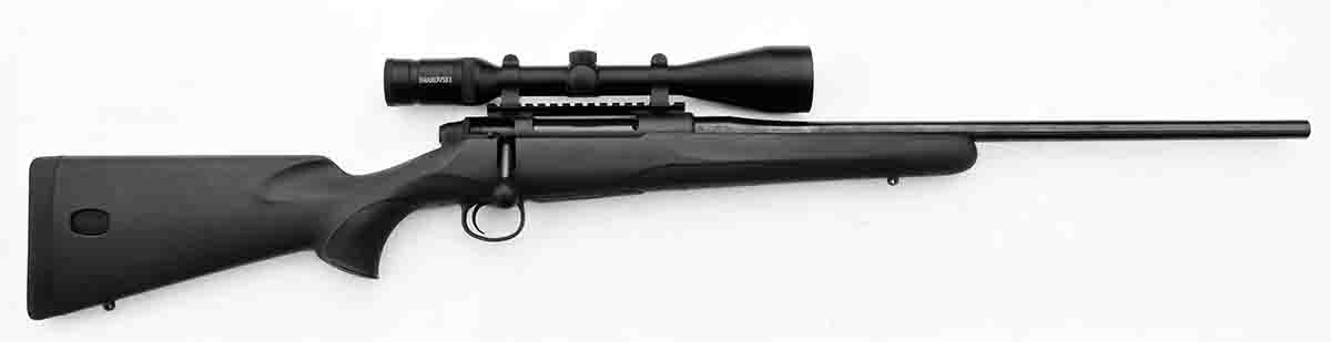 The Mauser M18 used to test a 49.5-grain charge of IMR-4064 with 130-grain Sierra spitzer boat-tails was set up with a Swarovski AV 4-12x 50mm riflescope.